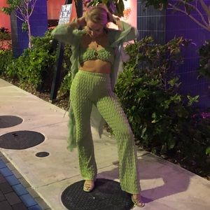 Shein 5 piece mint green euphoria costume set, size XS/S shoes 8.5